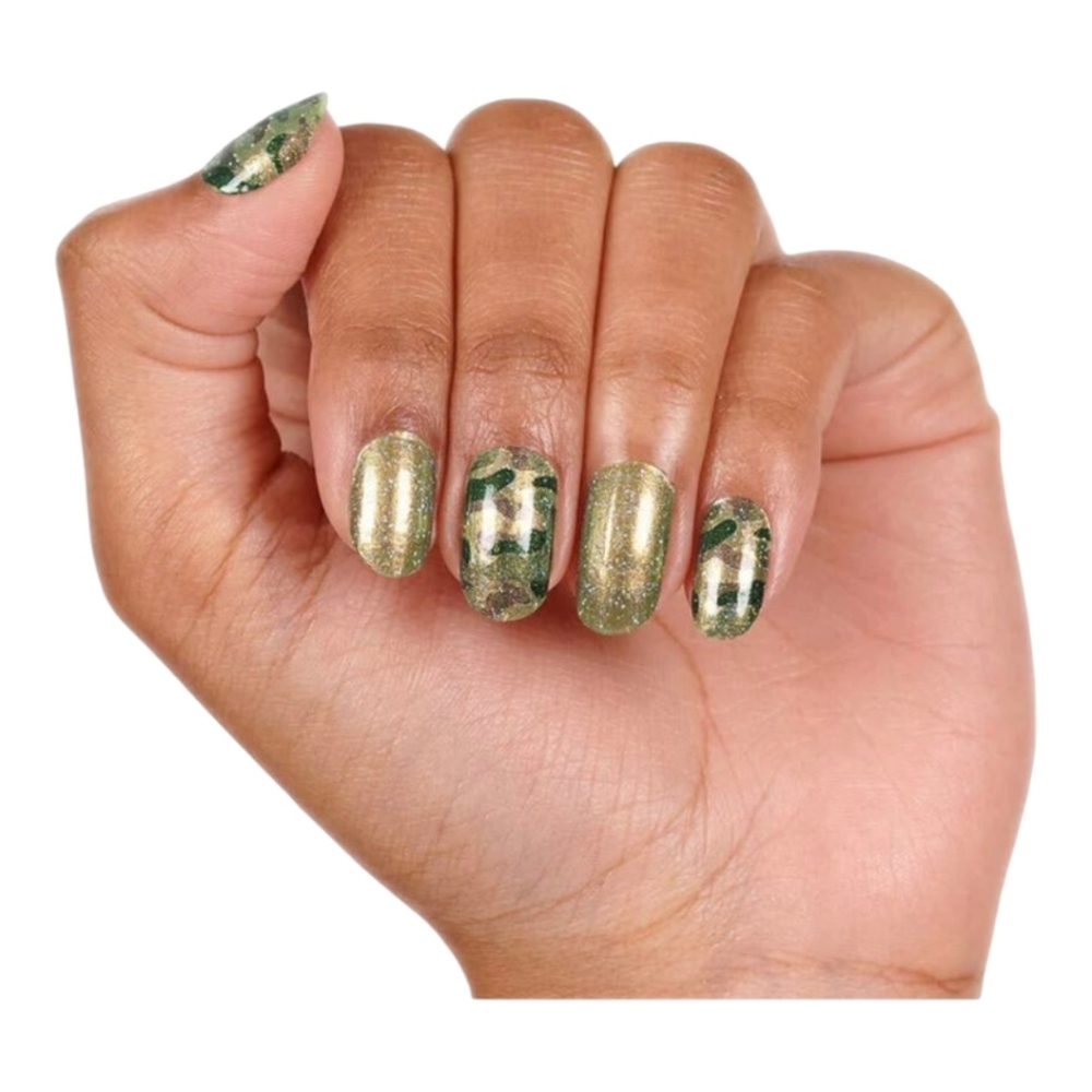 Color Street Glam-ouflage Gold Green Nail Strips 16 Various Sizes